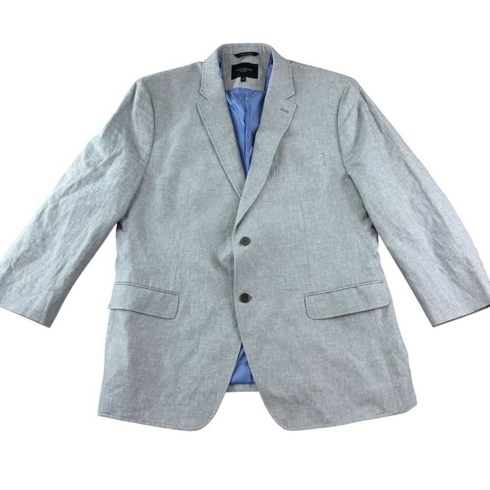 Banana Republic Blazer Mens 48R Gray Linen Cotton Tailored Fit Italian Fabric - Picture 1 of 11